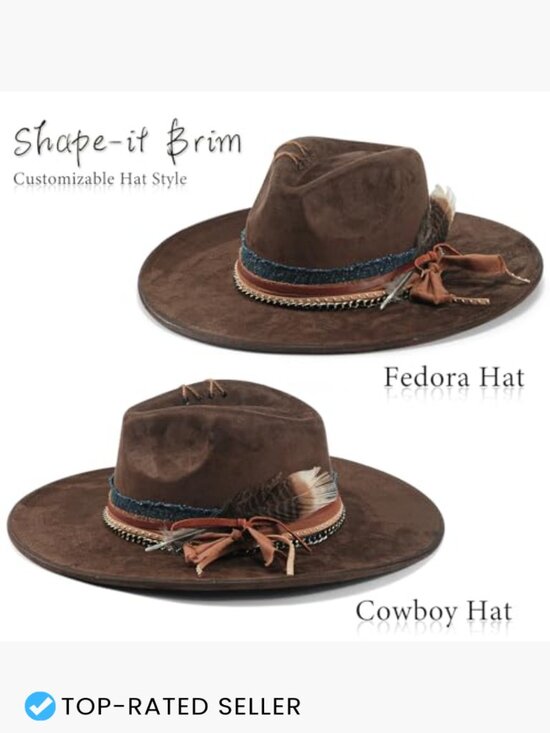 Wide Brim Fedora Hat for Women Men Retro Felt Panama Dress Up Hat main image 7